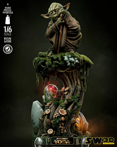 Printed 16k sw3d yoda - 3d,