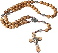 Wood Rosary Necklace, Natural