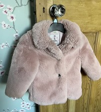 Girls Pink Faux Fur Coat Age 3