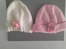 Baby girl's Brand new Hand knitted Set of 2 Hats (102 Tub 6)