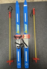 1970 ROSSIGNOL LTS JR 90CM DOWNHILL SKIES WITH POLES MADE IN DDR RARE