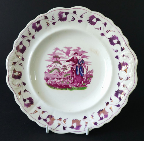 Antique pink lustre plate - antique,