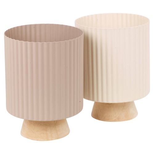 Modern ribbed metal planter - metal,