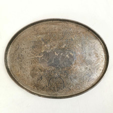 Vintage Oval Barker Ellis Silver Plate Tray 11" Wide Fine Detail Made In England