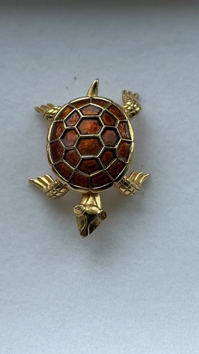 Trifari signed turtle - signed, brooch