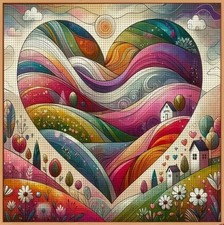 ABSTRACT HEART STAMPED CROSS