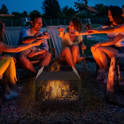 Metal square fire pit outdoor - metal,