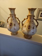 Two Matching Crown Devon Vases