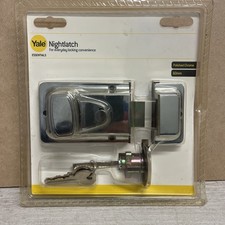 Yale Night Latch Door Lock 60mm Backset Brass Cylinder 2 Keys Polished Chrome 