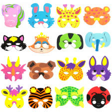 FOAM ANIMAL MASKS Kids Children Eva Party Bag Fancy Dress Up Costume Dog Cat Pig