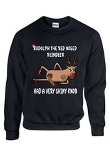 Christmas Party Jumper 2023, Fun Novelty/ Rude Rudolph , Ugly Christmas Jumper.