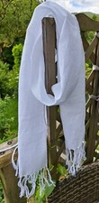 Pure white 100% linen scarf