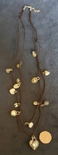 MIGLIO Leather Cord Necklace with Elephant themed Charms & Crystals