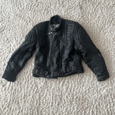 J&S Black Leather RETRO Motorcycle Jacket SIZE 44 - FREE POST - G5E