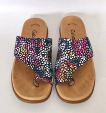 GABOR Lanzarote ladies Print Suede leather Toe Ring Mules Sandals Uk Size 6 