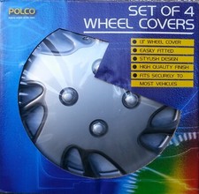SET OF 4 POLCO DUO SILVER 13" WHEEL TRIM COVERS