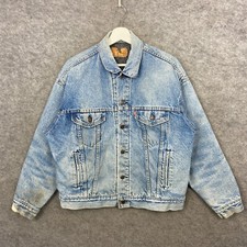 Vintage Levis Jacket Mens Medium Blue Denim Blanket Lined Type 3 Trucker 80s