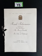 ROYAL PERFORMANCE THE PRINCESS ELIZABETH & D OF E 1/3/1949 EDINBURGH PROGRAMME