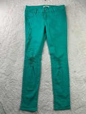 Bullhead Women's Jeans Size 9 Teal Distressed Stretch Skinny