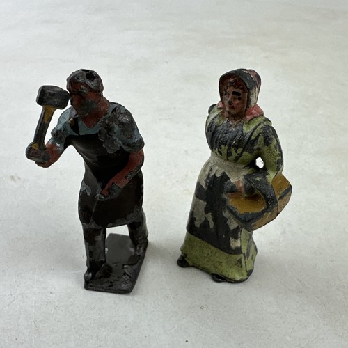 Pair painted lead figures - pair,