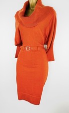 Karen Millen Burnt Orange Vintage Knit Belted Pencil Dress  Dress UK 12 Stunning