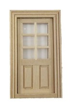 Dolls House Internal Door 2 Panel 6 Light 1:24 Half Inch Scale Bare Wood