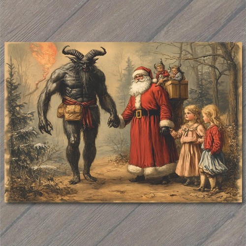 Postcard krampus christmas - postcard,