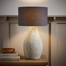 Colin Large Table Lamp Grey Speckled Hand Finished Ceramic Light Lampshade LED