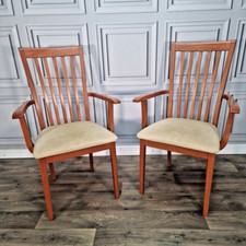 Pair 2 Morris Furniture Co. High Back Armchairs Carvers – Italian - Mid-Century