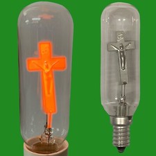 2x 3W Neon Cross Jesus on Crucifix Christian Light bulb SES E14 Decorative Lamp
