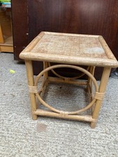 Vintage Retro Brown Bamboo Square Side End Coffee Table