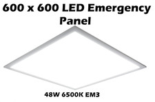 LED Recessed Ceiling Flat Panel Emergency 600 x 600 48W Natural Light 6500K