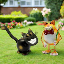 Set of 2 Metal Cat Ornaments