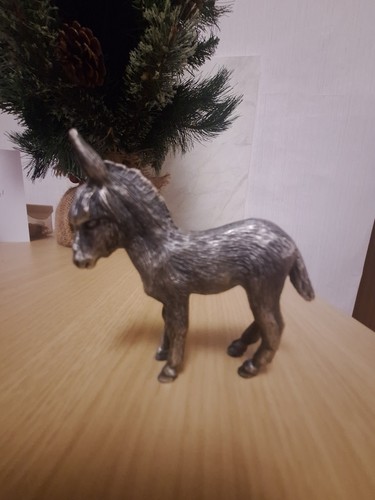 Pewter donkey figurine - pewter,