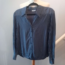 Women's Anne Brooks Petite Navy Blue Shirt top Blouse UK Size 16