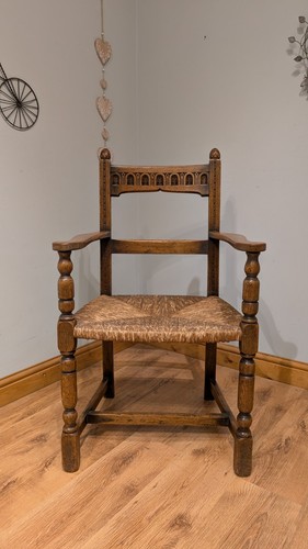 Antique arts crafts oak rush - crafts,