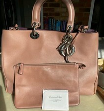 ELEGANT Christian Dior Diorissimo Pink Leather Tote Bag with Iconic Charms