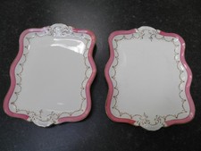 Two Bistro Bishop & Stonier pink & gold edged sandwich / rectangular plates x2