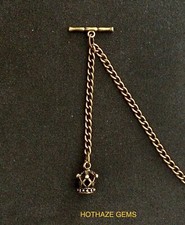 CROWN Brass Colour 12 Inch SINGLE Watch Chain/Albert Chain/ Fob Chain