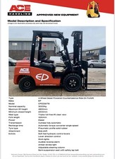 New EP CPCD30T8 Container Spec Forklift Buy-£18995 HP-£94.86 Hire-£99.99 AH1920