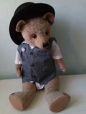 William Large Vintage Old Gentleman Teddy Bear Original Bowler Hat - Really Cute