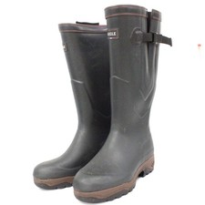  AIGLE Deep Green Pull On Adjustable Tall Wellington Rain Boots Size UK 6.5 T25