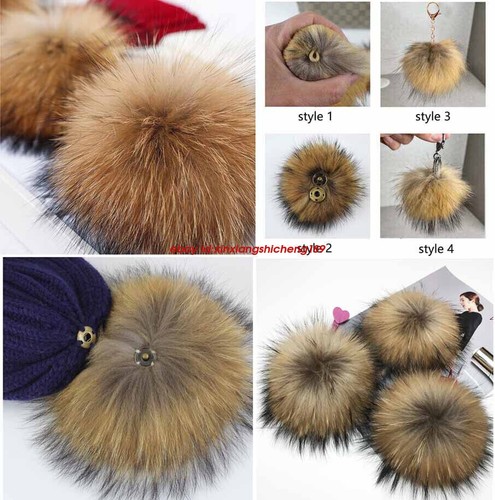 Real fur ball pom detachable - real,