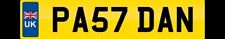 DAN NUMBER PLATE PA57 DAN PRIVATE REGISTRATION DANNY DANI DANIEL PASS DANIELLE