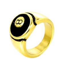 Men's Signet Ring Stainless Steel Billiard 8 Ball Lucky Gothic Biker Statement 