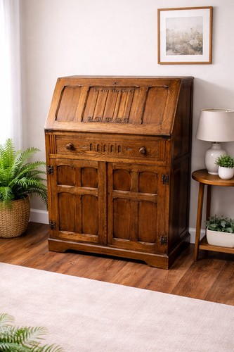 Vintage oak bureau bookcase - vintage,