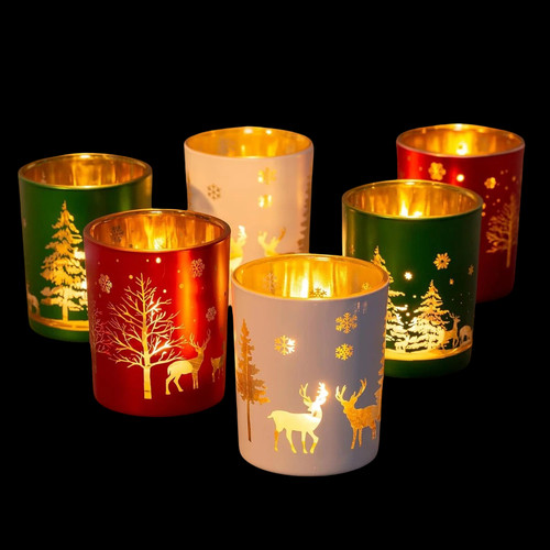 Christmas glass votive - christmas,