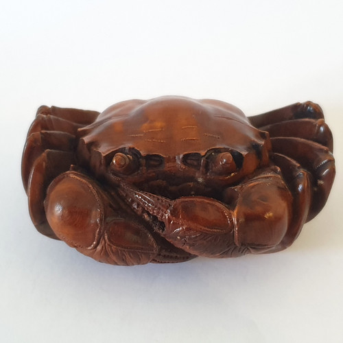 Japanese boxwood carved - carved, crab