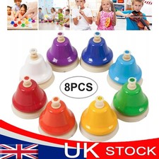 8x Rainbow Music Bells Set - Handbells Funny Music Educational Toy Xmas Gift UK