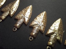Stamped Brass - Native American - Arrowhead - Charms- Pendants ( pack of 10 )